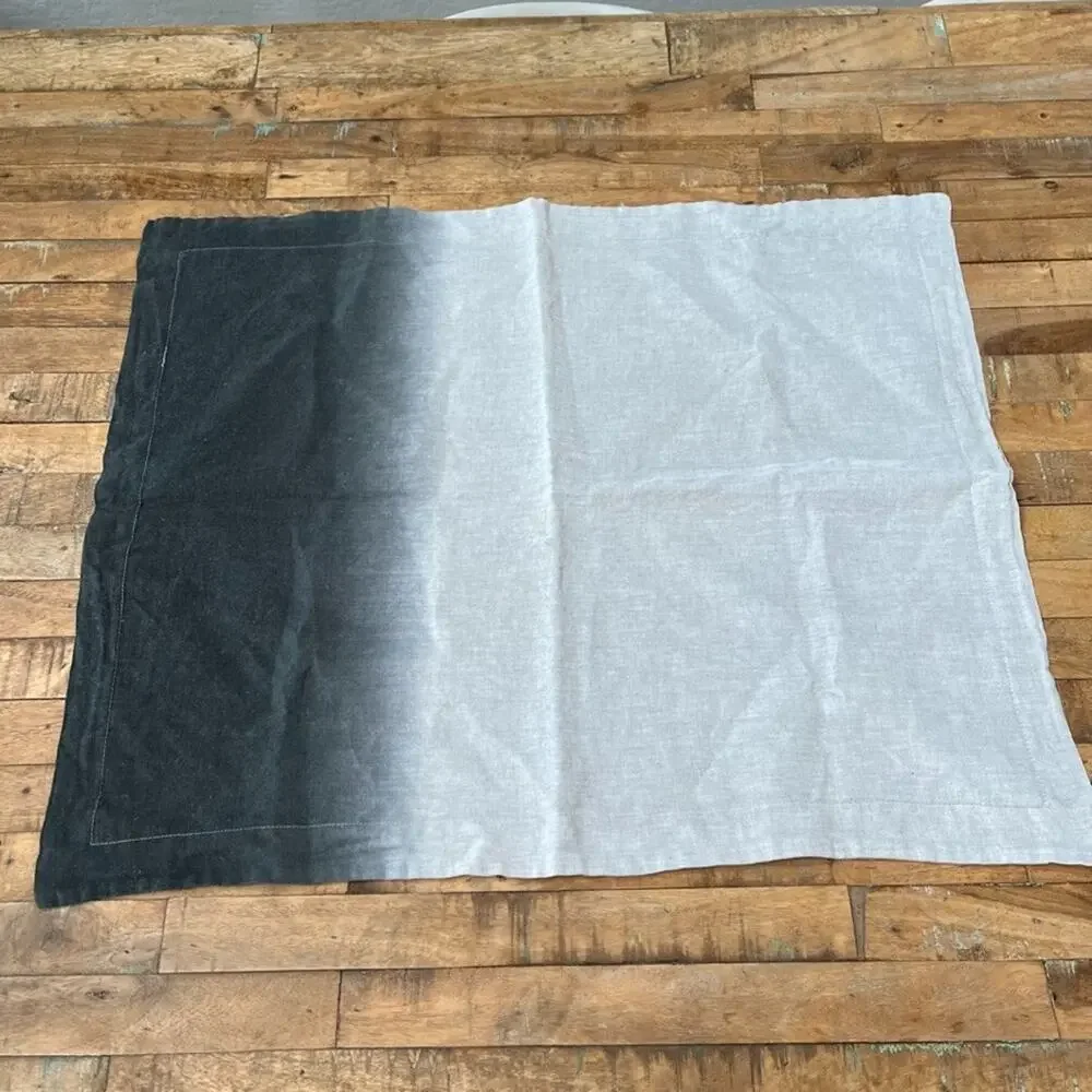 Crate & Barrel Linen Standard Sham Black Ombre Dip Dye 20x26 in